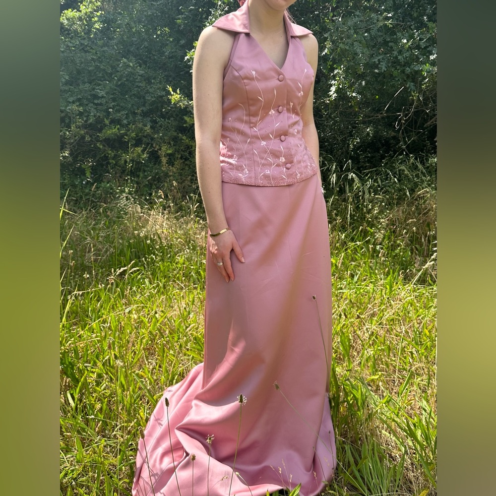 Alfred Angelo beaded halter top and long tapered skirt